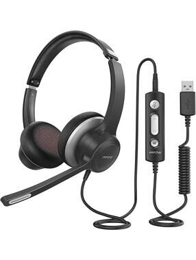 Mpow Wired Computer Headset with USB Connection and Noise Cancelling Microphone